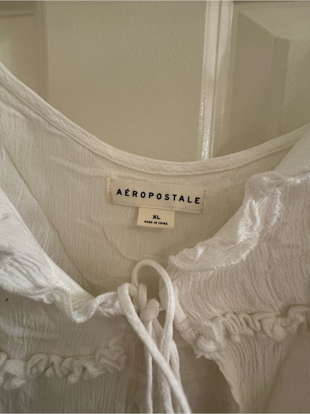 Aeropostale White Tie-Front Ruffle Camisole - Picture 3 of 3